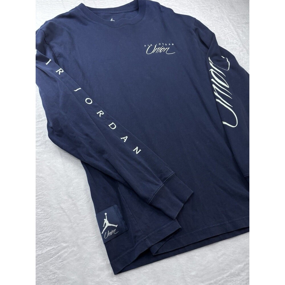 Jordan x Union LA Long Sleeve Tee College Navy Blue Jumpman Sleeve L EUC DV7341
